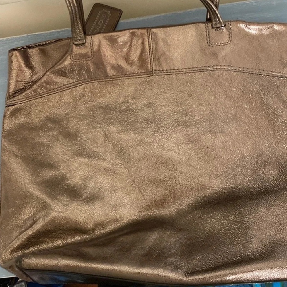 Coach Metallic Leather Embossed Tote - Picture 4 of 15